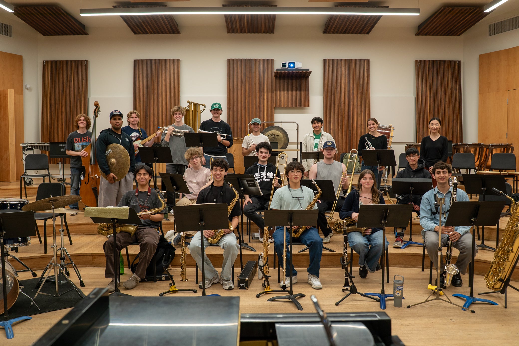 Musicians lined up for a formal photo