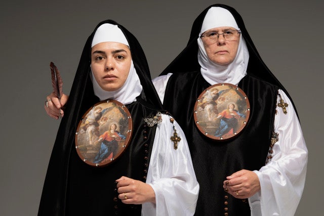 Sor Juana the Younger and the Elder, Digital Photograph by Alma López @ 2019 (Models: Alicia Gaspar de Alba as the Elder, and Alicia Billalobos, UCLA Chicana/o Studies alumna, as the Younger)