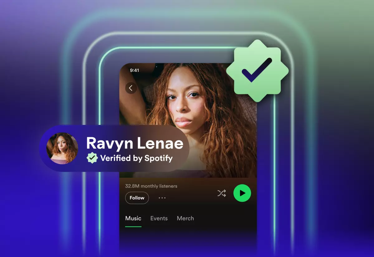Spotify checkmark over an artist name to show that this artist is real and not AI generated.