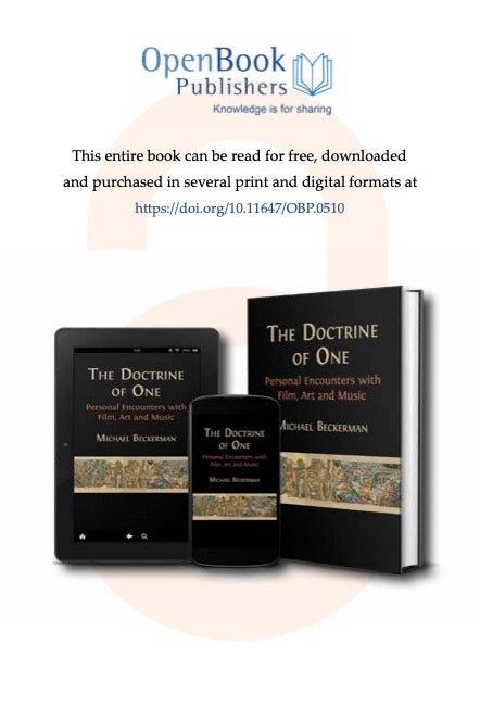 Composite image of the book "Doctrine of One" from Open Book Publishers with the following text: The entire book can be read for free, downloaded and purchased in several print and digital formats.
